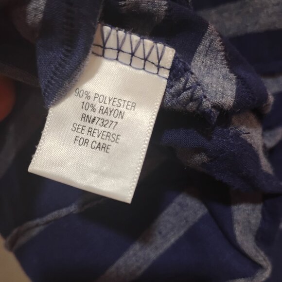 Simply Vera Vera Wang Navy & Gray Striped Ruched T-Shirt - Womens Size Medium - Picture 6 of 6